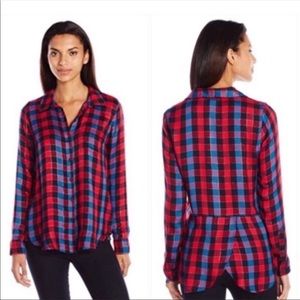 Lucky Brand Red and Blue Plaid Top